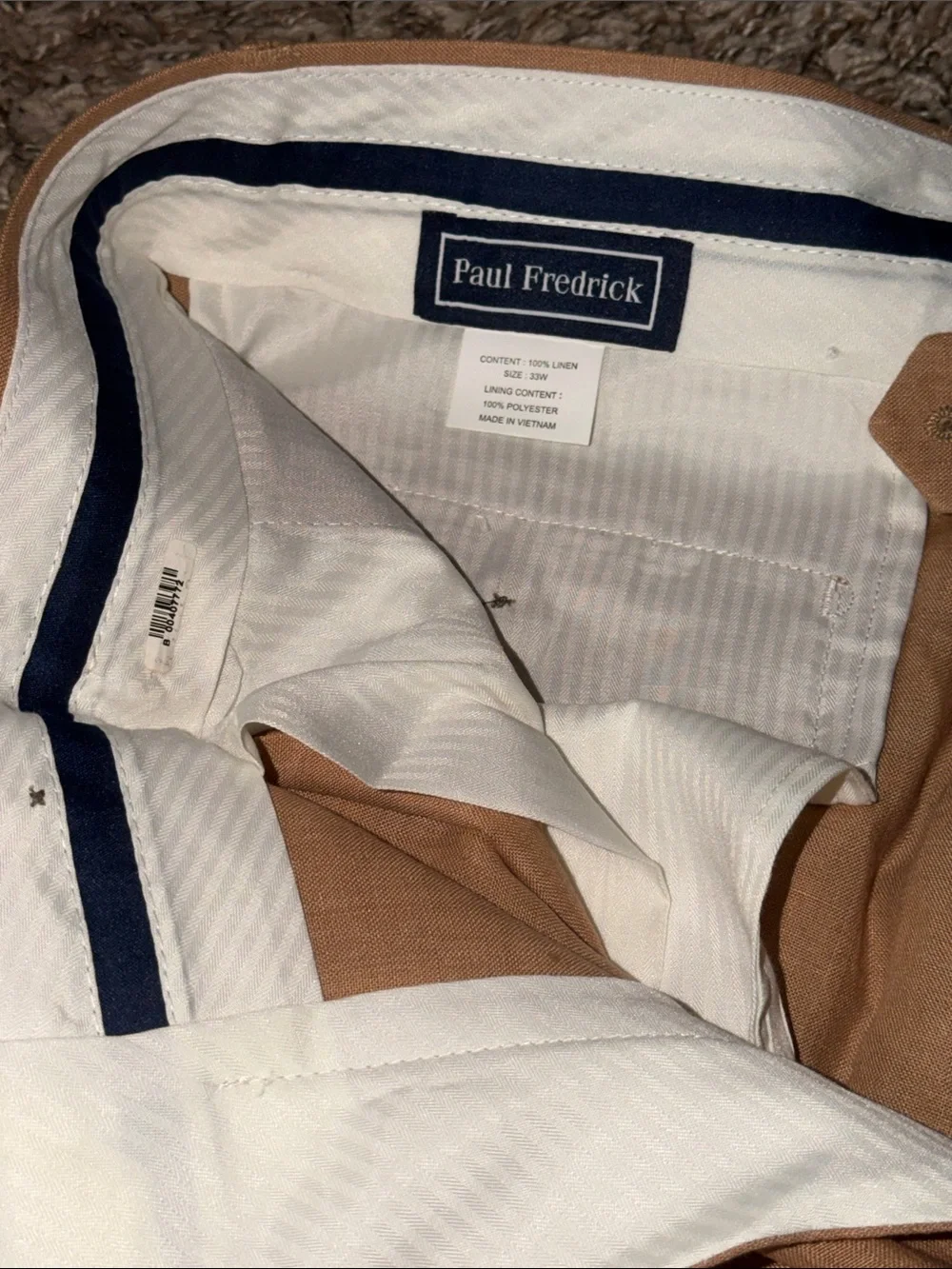 Paul Fredrick Tan Pleated Dress Pants